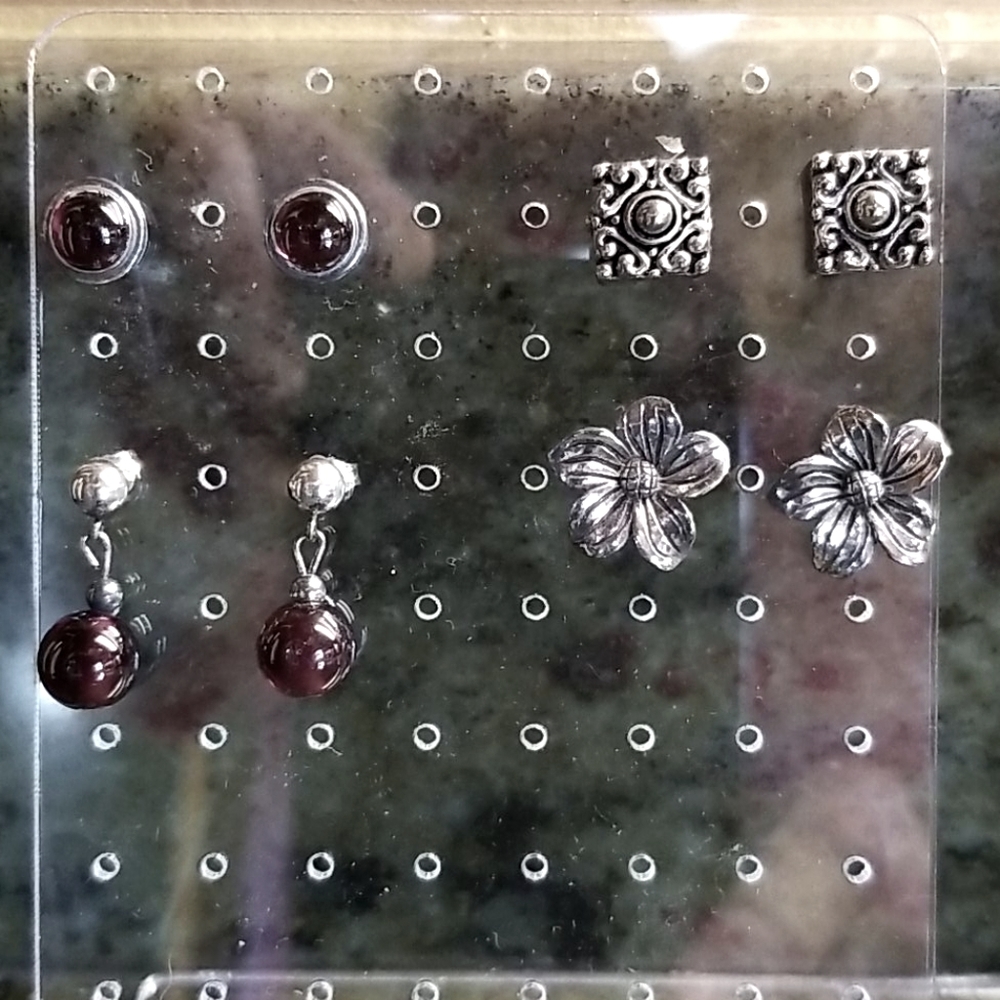 4 silver post earrings